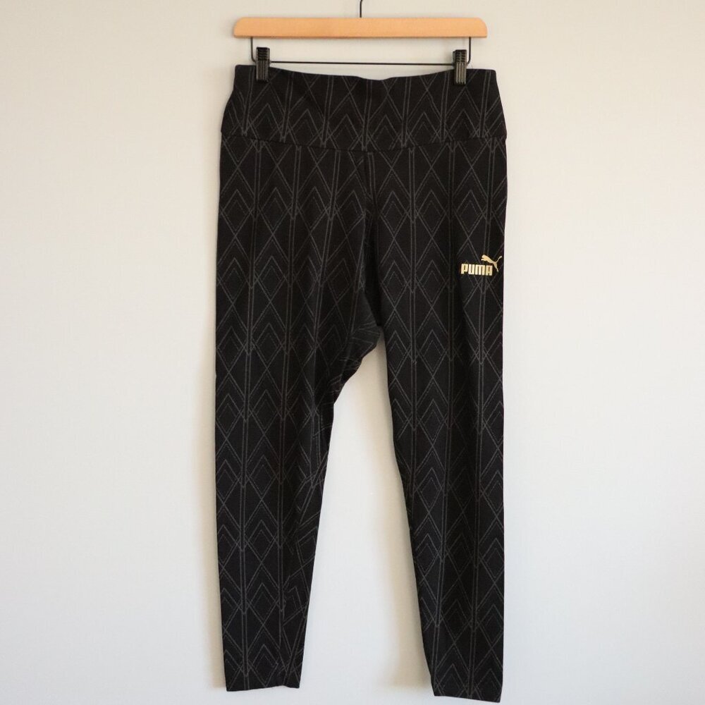 Puma Women's Black Large Power Deco Glam Training High Rise Skinny Leggings